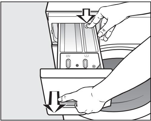MIELE WWB 100 - Extraire le bac à produits - 1