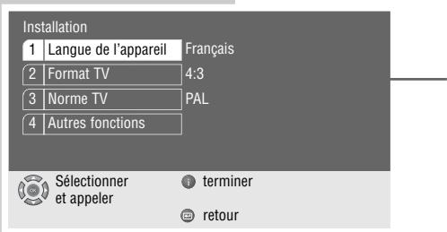 GRUNDIG GDP3200 - Réglages du menu «installation - 1