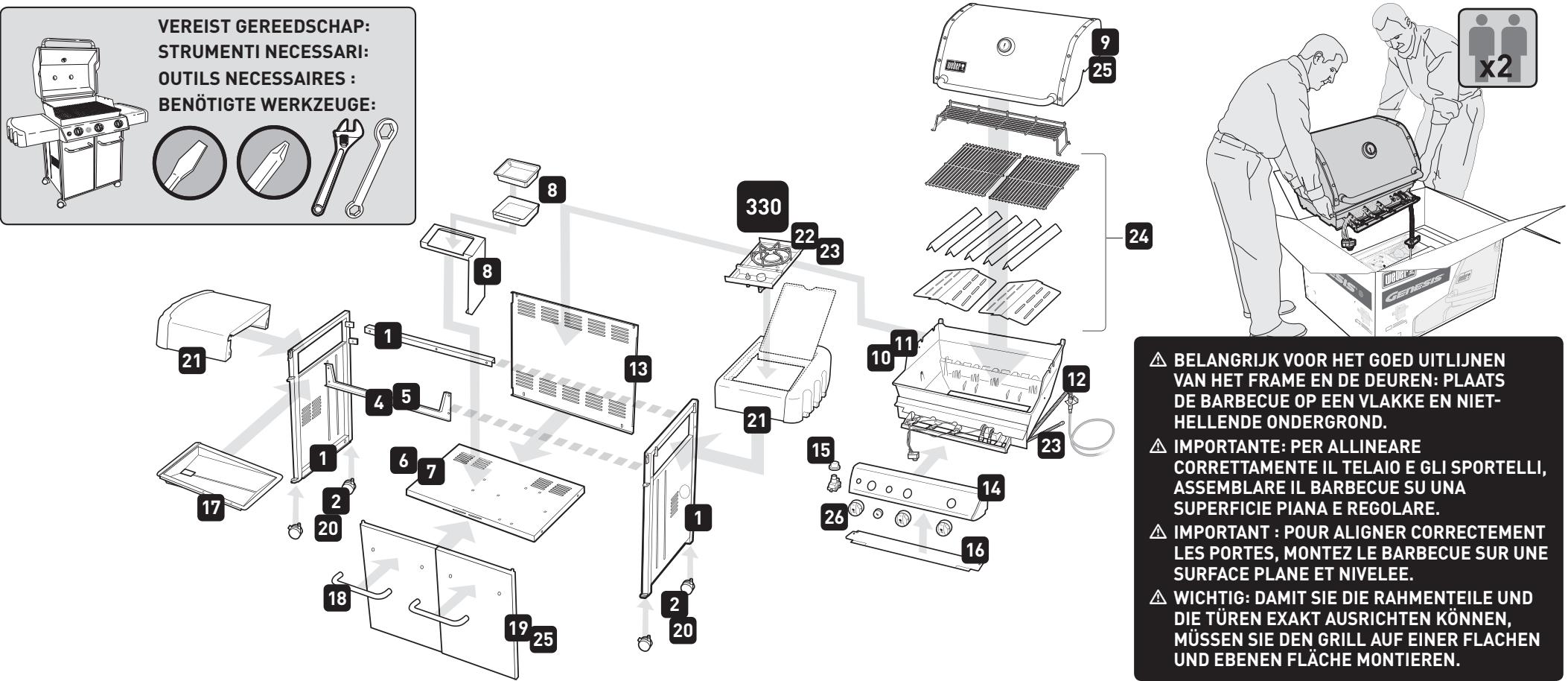 WEBER 6570553 - INSTALLATIE-INSTRUCTIES • ISTRUZIONI DI MONTAGGIO • INSTRUCTIONS DE MONTAGE • MONTAGEANLEITUNG - 1