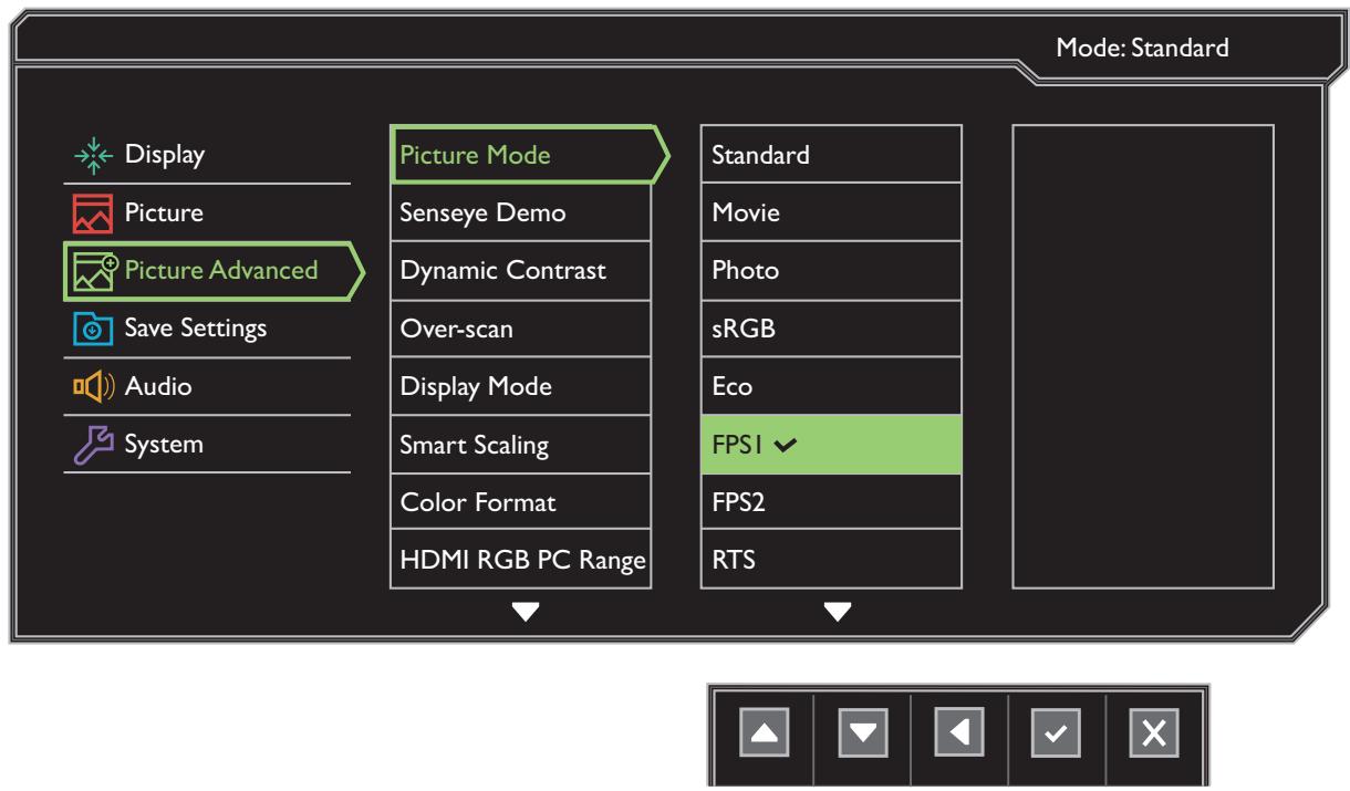 BENO XL2411Z - Menu image avancée - 1