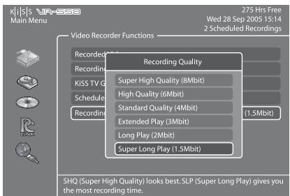 KISS VR-558 - Réglage de la qualité - 1