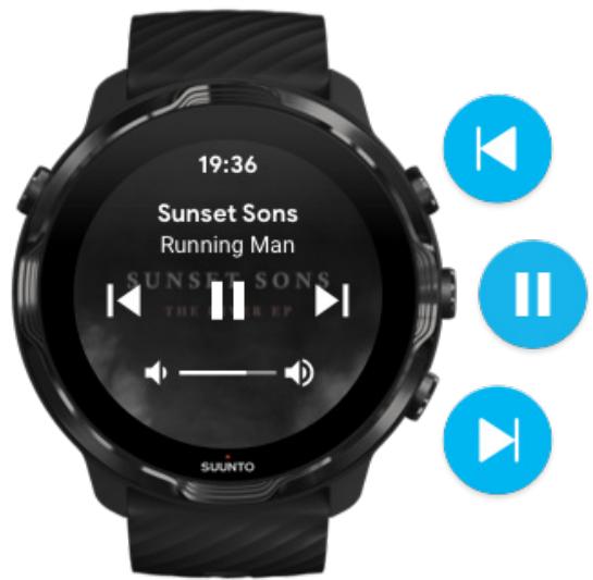 SUUNTO smartwatchz_black - Mettre en pause et sauter des morceaux avec les boutons physiques - 1