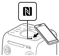 SONY MHCV11 - Mettez en contact le périphérique mobile, par exemple un smartphone ou une tablette, avec la marque-n de l'unité jusqu'à ce que le périphérique mobile vibre. - 1