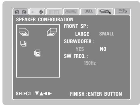 DENON DM51DVSC - Réglages des enceintes (type d'enceintes et connexion ou non des enceintes) - 3