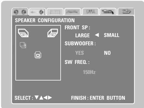 DENON DM51DVSC - Réglages des enceintes (type d'enceintes et connexion ou non des enceintes) - 7