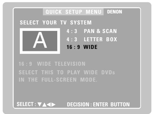 DENON DM51DVSC - Réglage de la taille de l'écran de télévision - 3