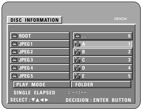 DENON DM51DVSC - Utiliser les touches de déplacement du curseur et  de la télécommande pour sélectionner le fichier d'image fixe à partir duquel on peut commencer la présentation de diapositives, ensuite appuyez sur la touche PLAY ou sur la touche ENTER de la télécommande. - 2