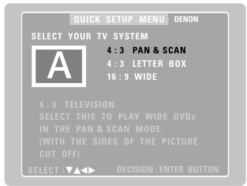 DENON DM51DVSC - Réglage de la taille de l'écran de télévision - 1