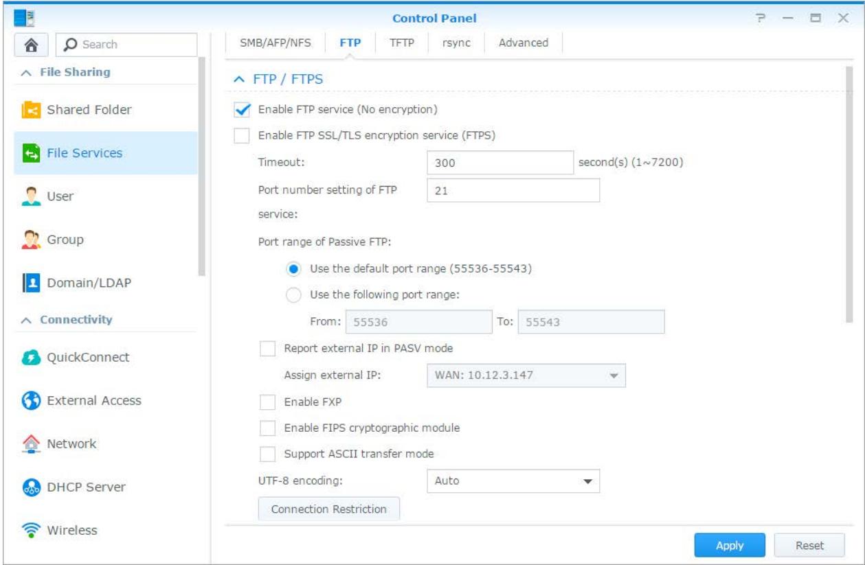 SYNOLOGY DS418play - Accéder aux fichiers via FTP - 1