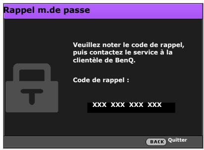 BENQ TH585 - Procédure de rappel de mot de passe - 1