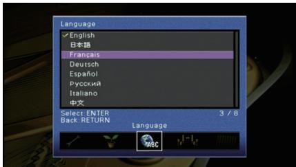 PNI RXA3050 TITANE - Sélection d'une langue dans le menu affiché à l'écran - 3