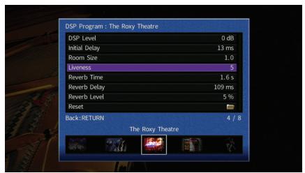 PNI RXA3050 TITANE - Configuration des programmes sonores/décodeurs d'ambiance (menu programme DSP) - 4