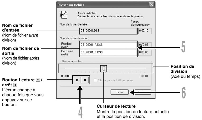 OLYMPUS DS2 - Sélectionnez [Diviser] à partir du menu [Edition] ou appuyez sur le bouton - 2