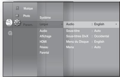 SAMSUNG HT-BD8200T - Configuration des options de language - 3