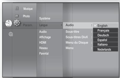 SAMSUNG HT-BD8200T - Configuration des options de language - 4