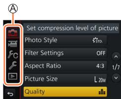PANASONIC LUMIX DC-TZ90 - - With touch screen operations Touch a tab, such as [F] - 1