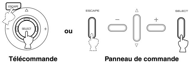 YAMAHA DPX-1 - Appuyez sur la touche SELECT ou ESCAPE pour fermer le menu monotouche. - 1