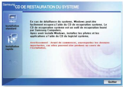 SAMSUNG fP-fC110-AOGFR - Exécution du MEDIA de restauration du systeme - 1