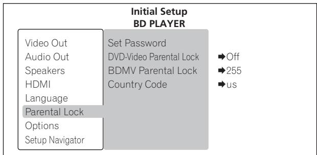 PIONEER BDP-51FD - Sélectionnez et validez parental lock. - 2