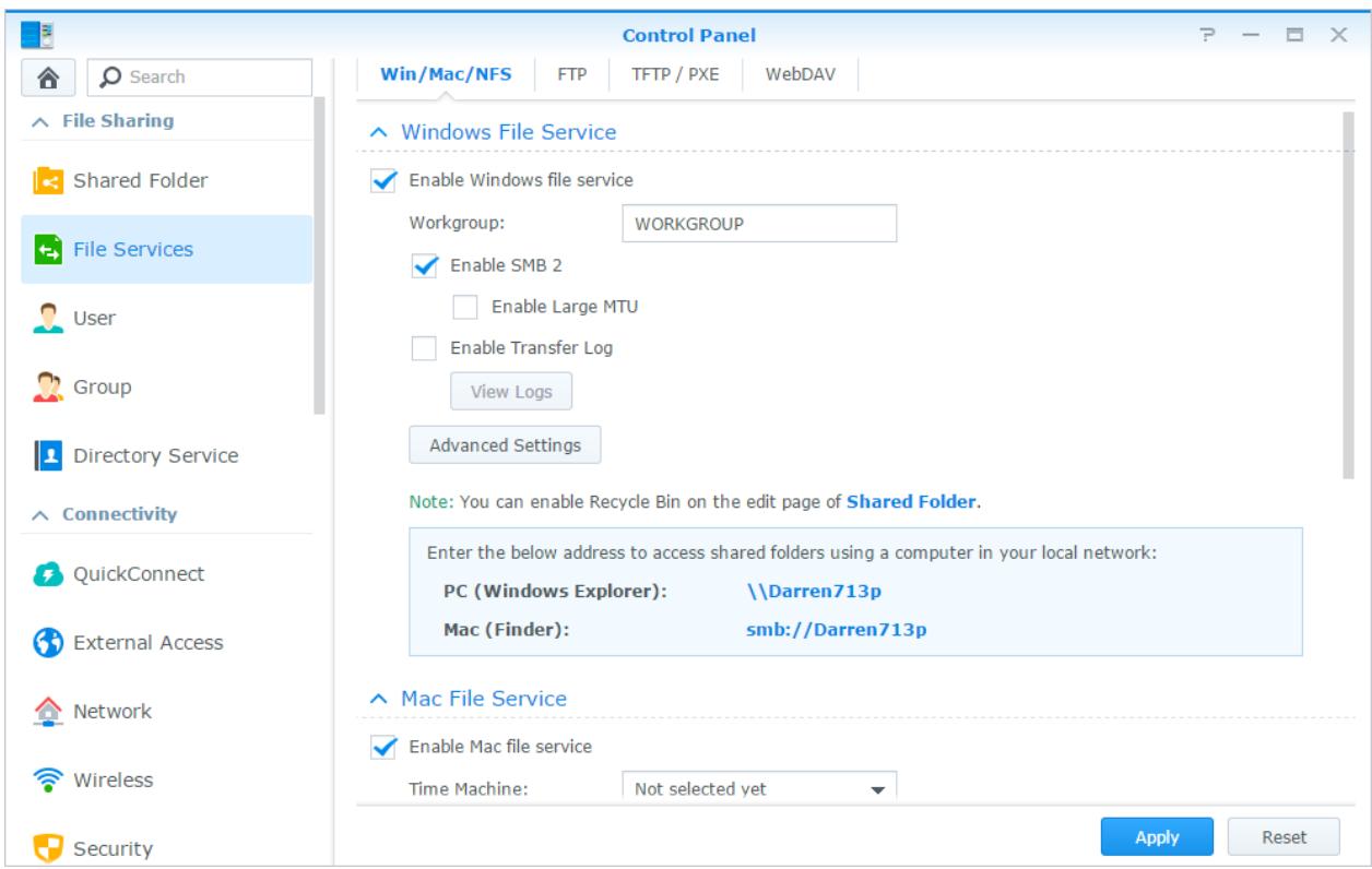 SYNOLOGY DS416 - Activation des protocoles de partage de fichiers sur toutes les plateformes - 1