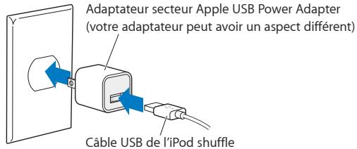 APPLE NEW SHUFFLE 2GO NOIR - Pour recharger la batterie via votre ordinateur : - 1