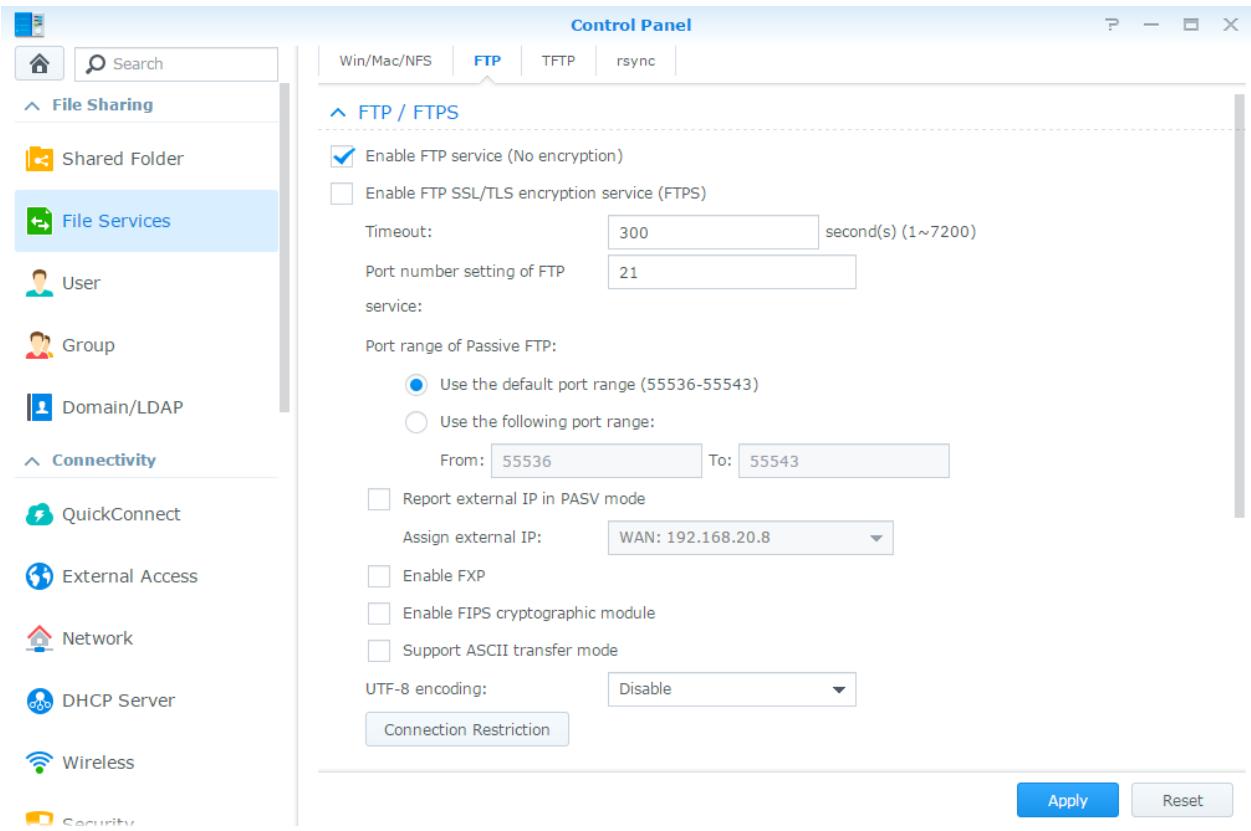 SYNOLOGY DS916+ - Accéder aux fichiers via FTP - 1