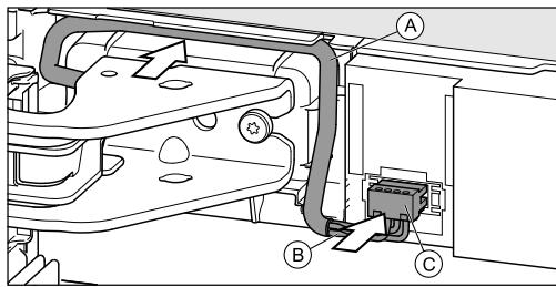 MIELE HFN 29683 DNR - Installer la liaison par câble sur la charnière de porte supérieure - 1