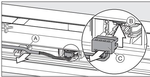 MIELE HFN 29683 DNR - Détacher la liaison par câble sur la charnière de porte supérieure - 2