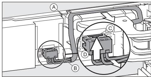 MIELE HFN 29683 DNR - Détacher la liaison par câble sur la charnière de porte supérieure - 1