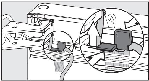 MIELE HFN 29683 DNR - Détacher la liaison par câble sur la charnière de porte supérieure - 3