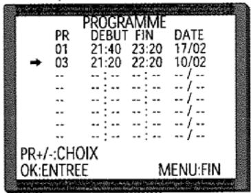 PROLINE SVN 9850 S ARGENT - Liste des programmations - modification ou effacement de programmes - 2
