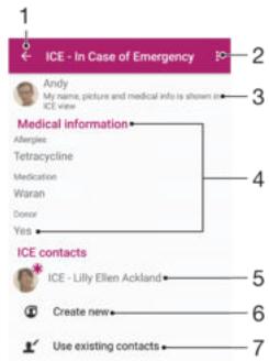 SONY XPERIA X 64GO ROSE - Ajouter des informations médicales et des numéros d'urgence - 1