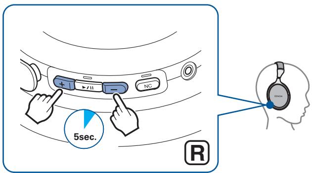 DENON ACCAH-GC30E - Appuyez simultanément sur les touches de volume "+" et "-" maintenez-les enfoncées environ 5 secondes. - 1
