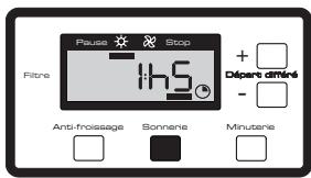 BRANDT EFE 8333 F - - Option "complément de séchage": cette fonction vous permet d'ajouter du temps de séchage à la fin d'un programme par plage de 10 minutes en appuyant successivement sur la touche "minuterie". - 1
