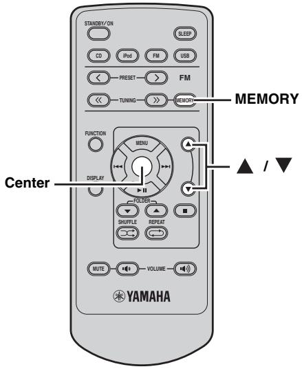 YAMAHA MCR 330 NOIR - Mise en mémoire manuelle des fréquences - 1