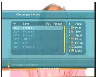 VISIOSAT TVT 250 USB PLUS - Classement des chaînes par thèmes - 1