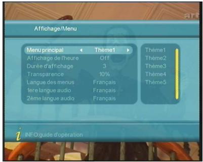 VISIOSAT TVT 250 USB PLUS - Menu affichage - 1