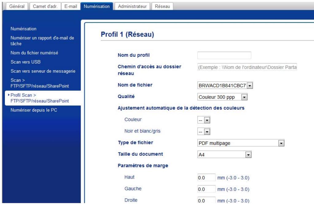 BROTHER ADS-2400N - Configuration des paramètres de numérisation vers réseau par défaut - 1