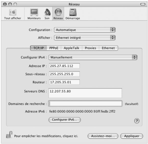 APPLE iBook G4 - Pour effectuer une configuration manuelle : - 1