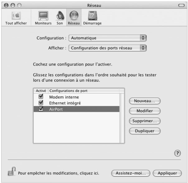 APPLE iBook G4 - Pour configurer les préférences réseau pour une connexion airport extreme : - 1
