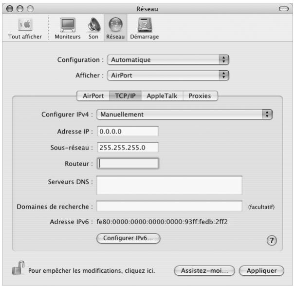 APPLE iBook G4 - Pour configurer les préférences réseau pour une connexion airport extreme : - 2