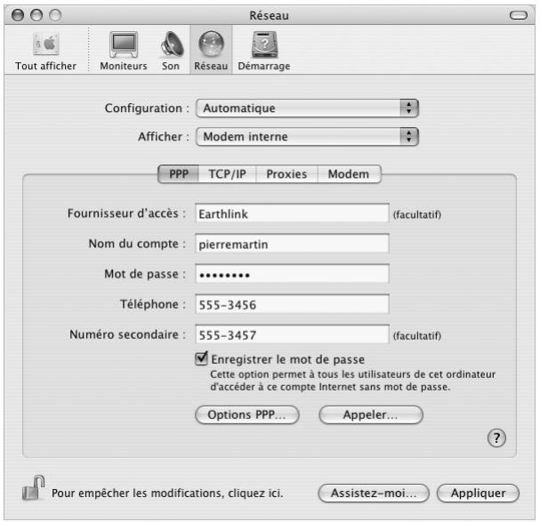 APPLE iBook G4 - Pour configurer l'utilisation du port de modem interne dans les préférences réseau : - 2