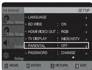 SAMSUNG HT-X620T/XE - CONFIGURATION DU CONTROLE PARENTAL (NIVEAU DE CLASSEMENT) - 1