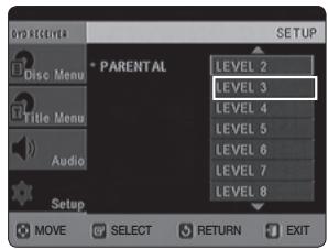 SAMSUNG HT-X620T/XE - CONFIGURATION DU CONTROLE PARENTAL (NIVEAU DE CLASSEMENT) - 2