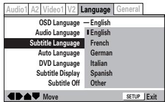 MARANTZ DV8400 - Langue d'affichage des sous-titres - 1