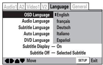 MARANTZ DV8400 - Langue d'affichage des menus - 1