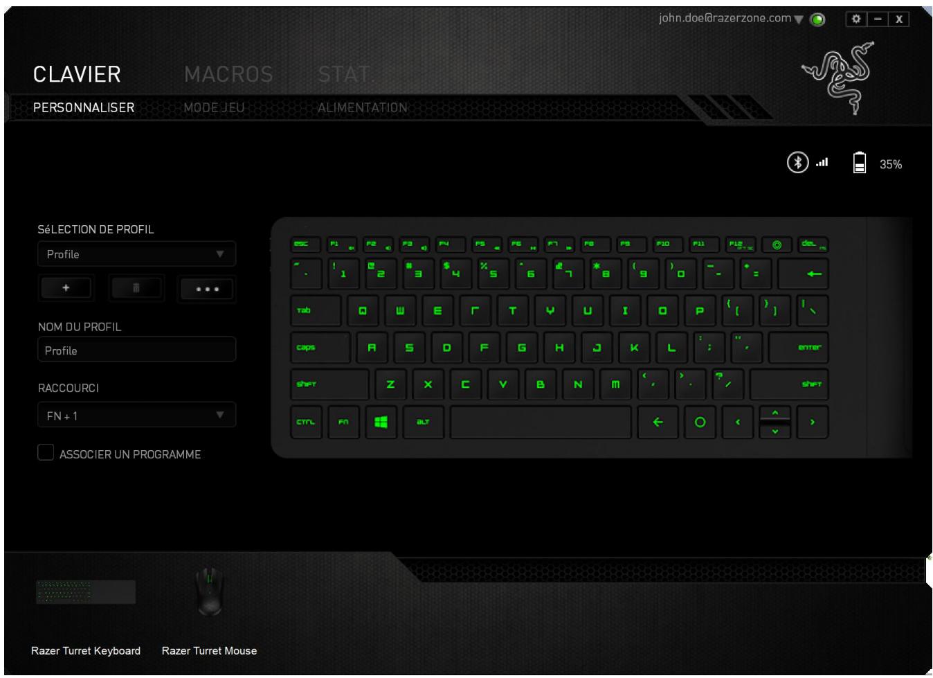 RAZER TURRET - ONGLET PERSONNALISER - 1