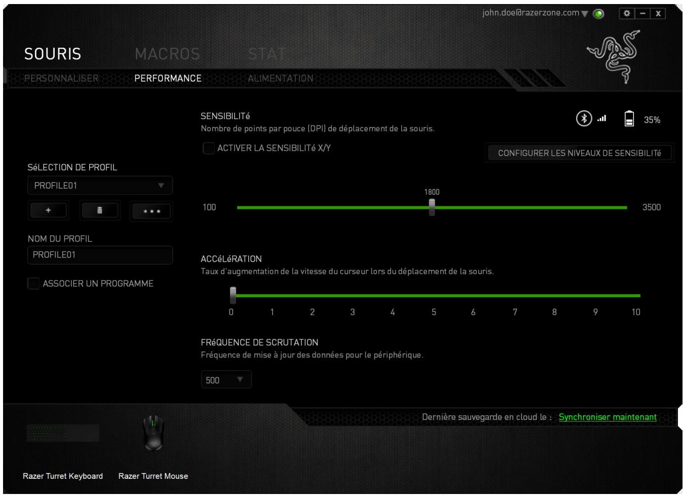 RAZER TURRET - ONGLET FONCTIONNEMENT - 1