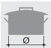 SMEG BQ61TC - Diamétres des recipients - 1