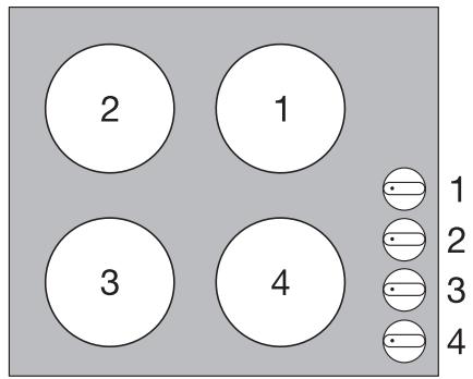 AEG 6010 K - Position des commandes des zones de cuisson - 1